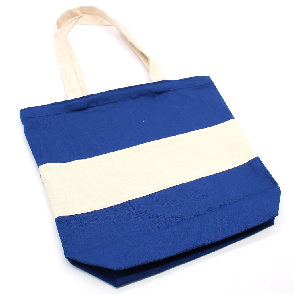 Cotton Bag Two Tone Blue Natural 10oz 38x42x12cm