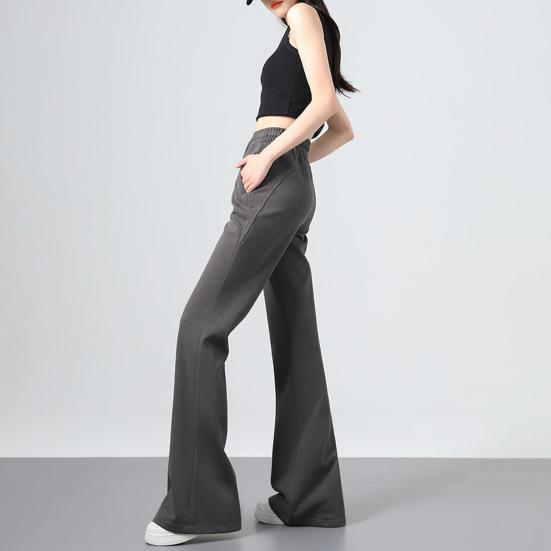 Women Flared Pants Elastic High Waist Adjustable Drawstring Athletic Loose Pants with Pockets