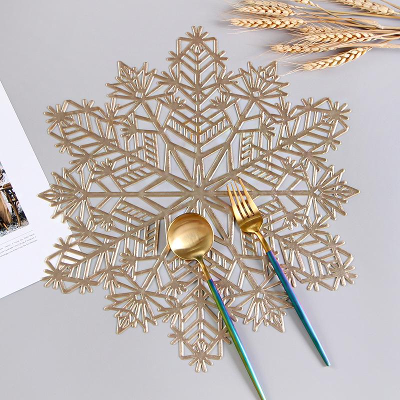 Christmas Table Mat Placemats Decorative Washable Heat Resistant Snowflake Home Supplies