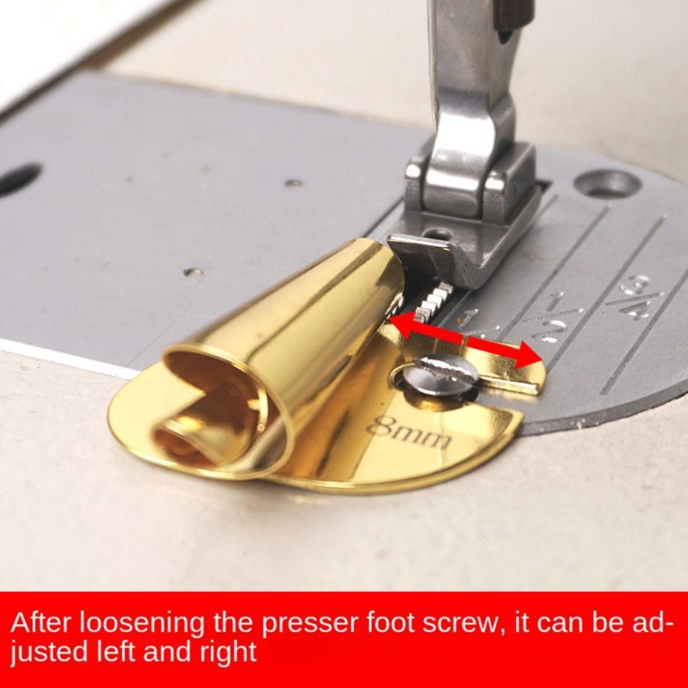 3mm-10mm Sewing Rolled Hemmer Foot Stainless Steel Gold Sewing Machine Presser Foot DIY Crafts Durable Hemming Puller Home