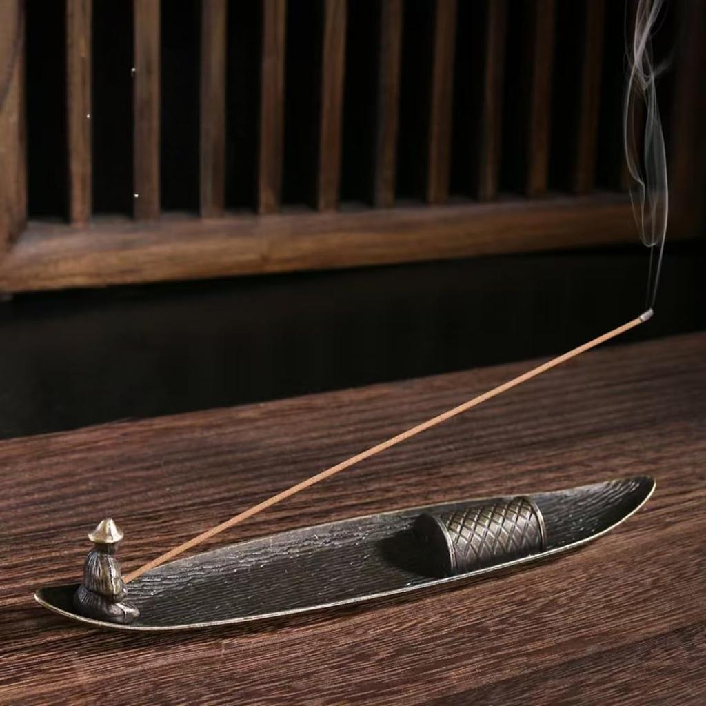 Cedar Eight Fisherman Boat Incense Holder, Stylish Japanese Retro Incense Holder, Cute Interior Decor, Incense Stick Holder (Type B)