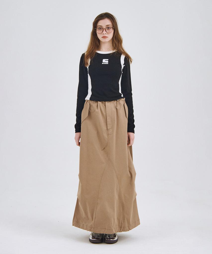 Some Place Pocket String Cargo Maxi Long Skirt _ 2 Colors