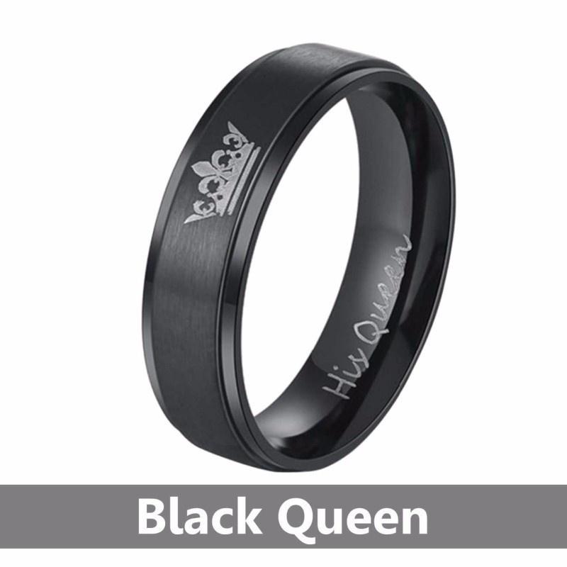 Романтические Рождественские Ювелирные Изделия Из Титановой Стали Королева Корона Корона Пара Кольцо Обручальные Юбилейные Кольца