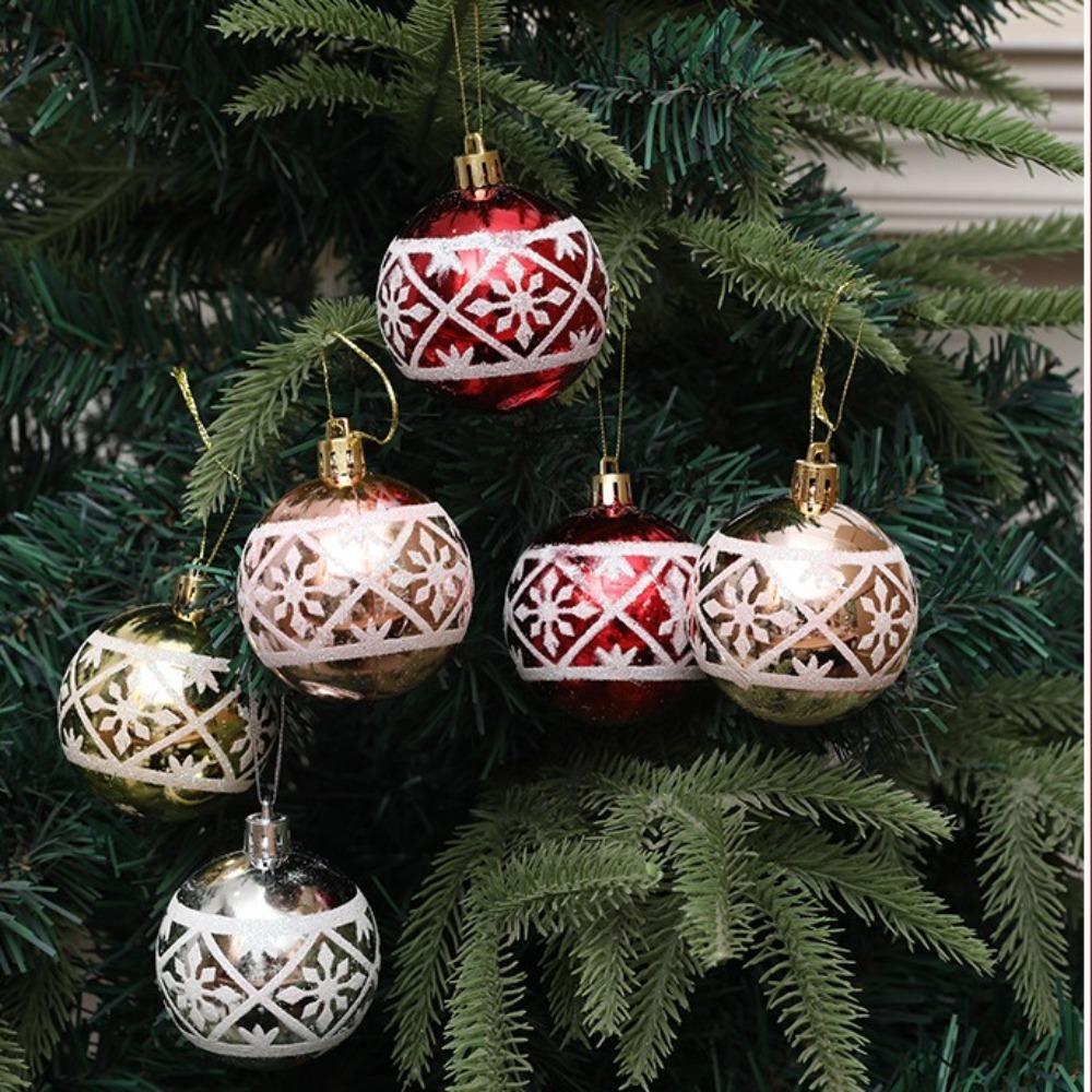 6Pcs/Box Electroplated Plastic Ball Christmas Tree Ornament Plastic Christmas Decorations