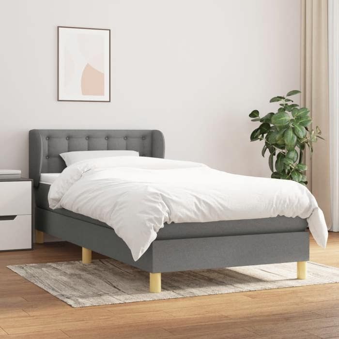 3127078 vidaXL Divan Bed with Mattress Dark Grey 80x200 Cm Fabric