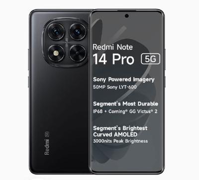 Смартфон 5G - XIAOMI - Redmi Note 14 Pro - 8 ГБ ОЗУ - 256 ГБ ПЗУ - Черный