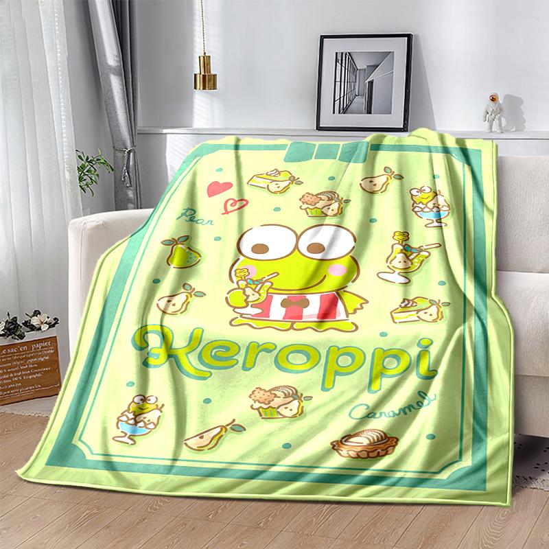 1pc Keroppi's Sweet Adventure Blanket, Soft and Warm Home Decorative Throw Blanket for All Seasons, Living Room, Travel, Camping, Car Blankets, Beach,