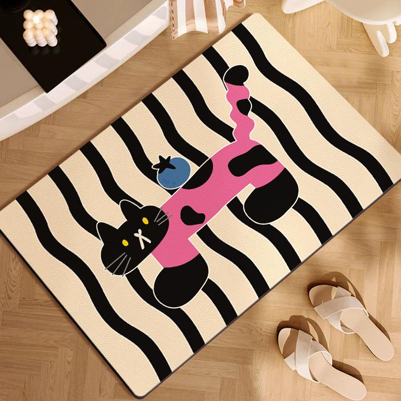 Коврик для пола с изображением кота из диатомовой грязи, впитывающий противоскользящий коврик для двери ванной комнаты, коврик для туалета и ванной комнаты