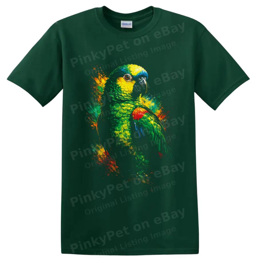 Parrot T Shirt Colorful Tropical Bird Paint Splash Art Graphic Tee Gift Nature