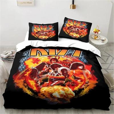 3D-принт рок-группа KISS Band Комплект постельного белья Пододеяльник Постельный комплект Одеяло Наволочка Одеяло размера king-size Постельное белье для мальчиков и взрослых