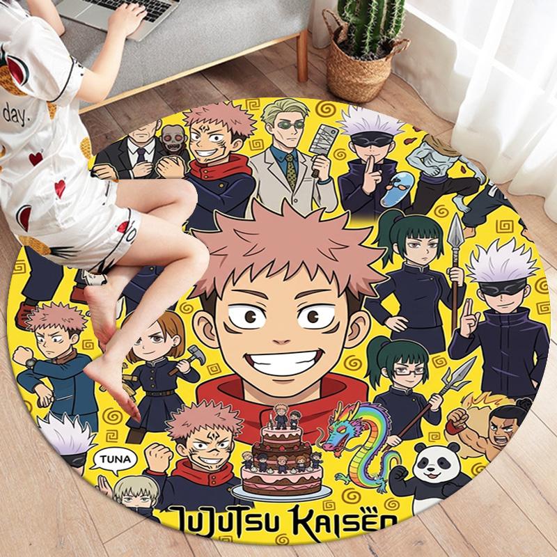 Ковер с круглым ворсом Jujutsu Kaisen Ковер для гостиной, спальни, дивана, игровой комнаты Декор Нескользящий коврик для пола