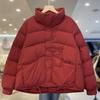 Новая женская куртка-пуховик с коротким воротником-стойкой 2024 года, корейская версия, модная теплая куртка из белого утиного пуха, утолщенная куртка прилив