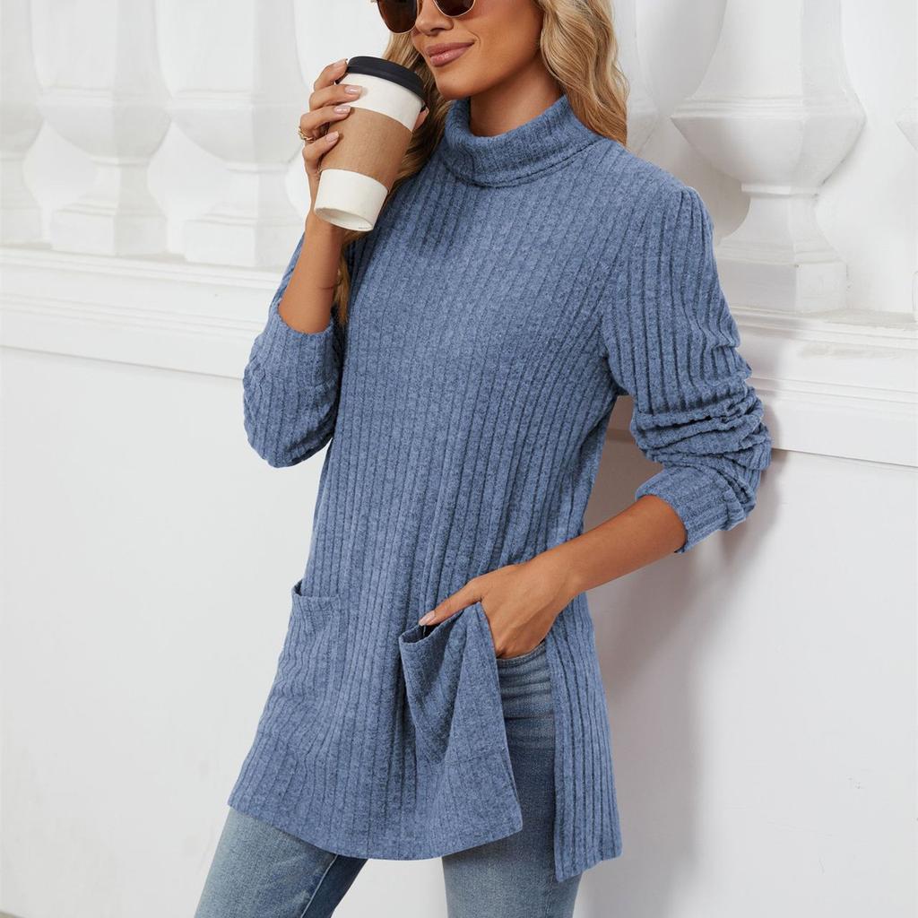 HNXC Женская мода повседневная однотонная водолазка с длинным рукавом и полуворотом, толстовки и свитшоты