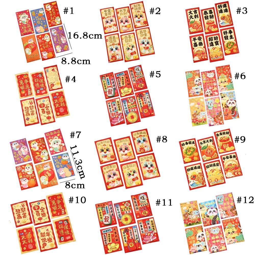 6pcs Chinese Style 2025 Snake Year Red Envelopes Blessing Money Packet Spring Festival Supplies