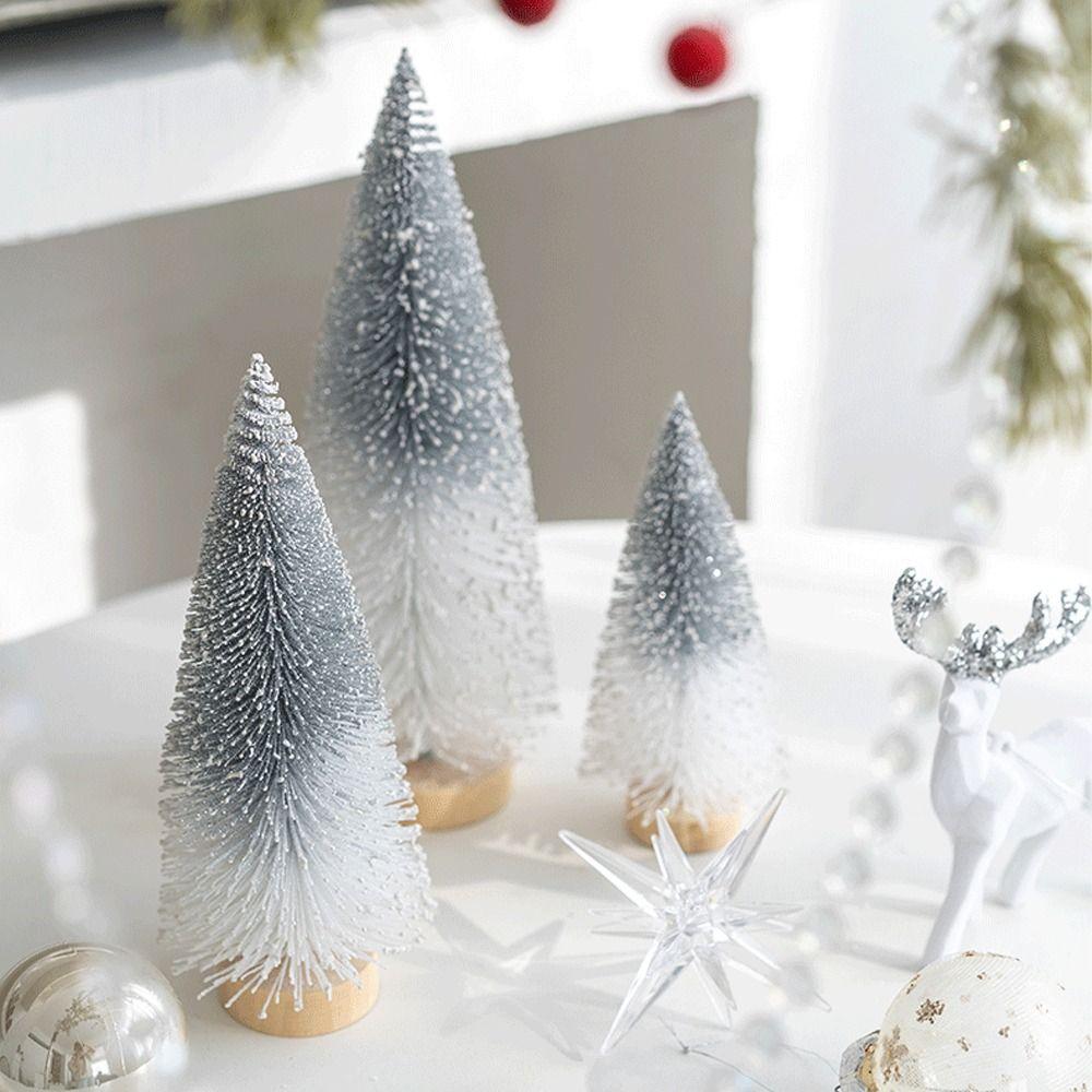 15/20/25cm Christmas Small Snowy Tree Plastic Artificial Pine Tree  Hotel Office Decor