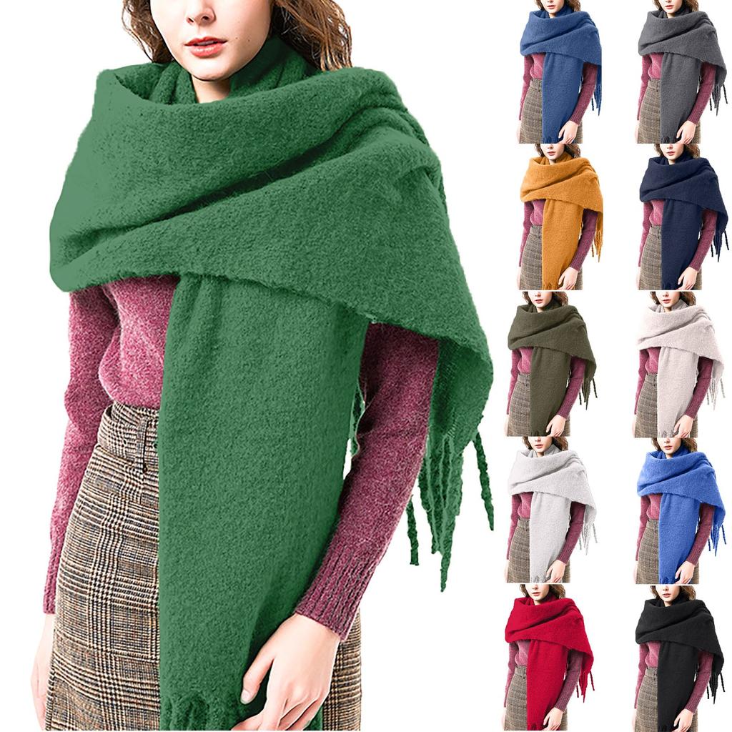 Women's And Winter Christmas Fashion Warm Casual Solid Color Long Scarf