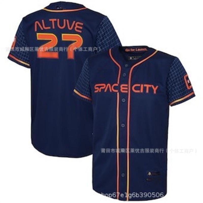 Houston Astros 27 30 44 35 Embroidered Baseball Jersey Button-up Sweatshirt Men Women