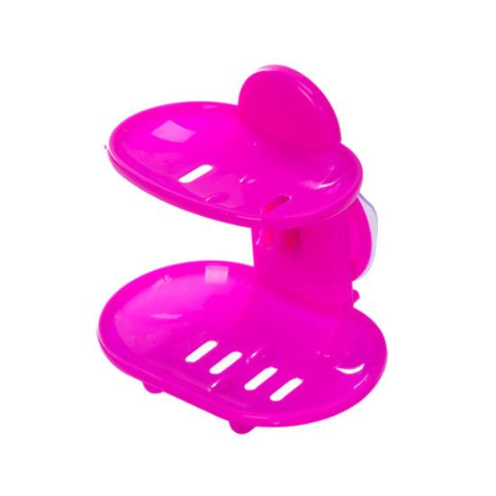 Bathroom Double-Layer Suction Wall-Mounted Soap Dish Soapbox Drying Holder Shelf