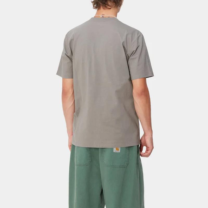 Carhartt WIP FW24 Повседневная удобная футболка с принтом-буквами, круглым вырезом, коротким рукавом, мужская футболка, серая I034852-2DF-XX