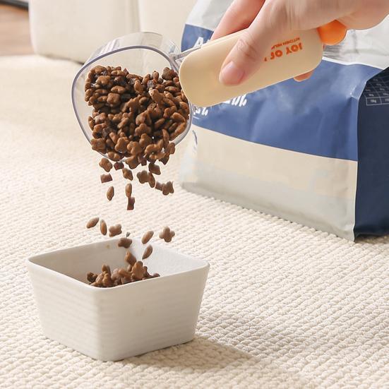 Мерная ложка для корма для домашних животных со шкалой, зажим для запечатывания пакетов, многофункциональный совок для рисовой муки, кухонный инструмент