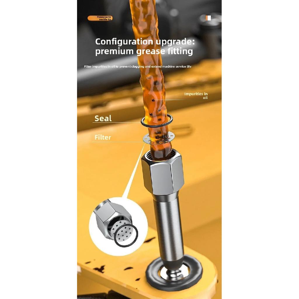 Industrial grease gun dual nozzle kit, suitable for excavators and trucks.