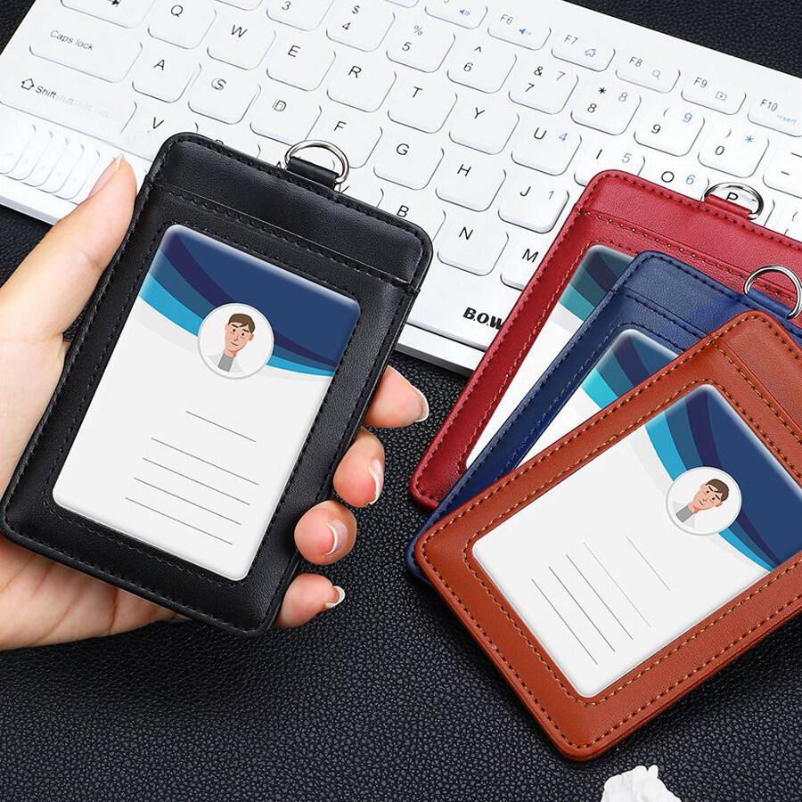 Формальный бизнес-держатель для удостоверения личности с 2 слотами и шнурком, горизонтальный и вертикальный стили, подходит для офиса и профессионалов, держатели для карт