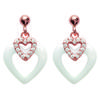 [L4686] - Gold Plated Earrings 'Love' White Ceramic Gold Pink - 18x12 Mm