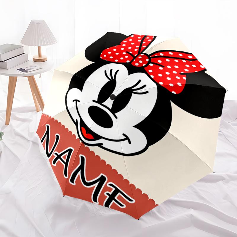 Personalized Name Minnie Print Umbrella - Automatic Open/Close, Eight-Rib Durable Frame, Automatic Folding Umbrella