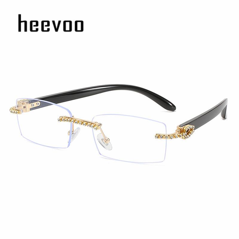 New Lady Small Rimless Square Diamonds Sunglasses Women Brand Fashion Rhinestone Gradient Rectangle Sun Glasses Female Uv400
