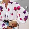 2023 Autumn Loose Flower Print Blouse Women Vintage Casual Long Lantern Shirts For Women Fashion Stand Neck Elegant Tops 28993