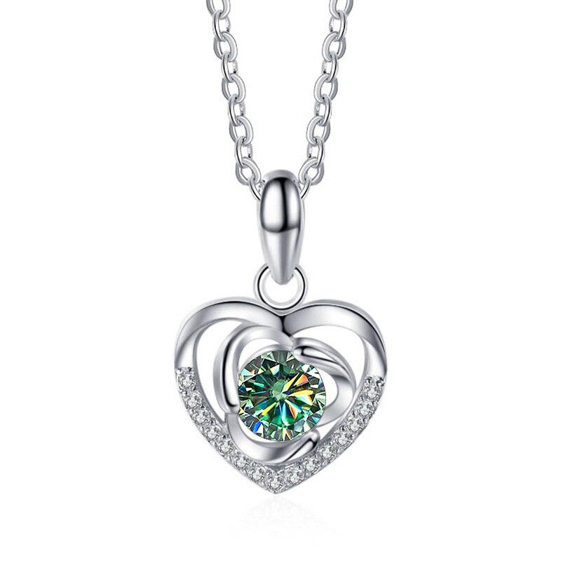 Bague Ringen 1.0ct Сердце Муассанит Подвеска Для Женщин Блестящие Имитация Алмазов Ювелирные Изделия Стерлингового Серебра 925 Изысканные Ювелирные Изделия Подарок