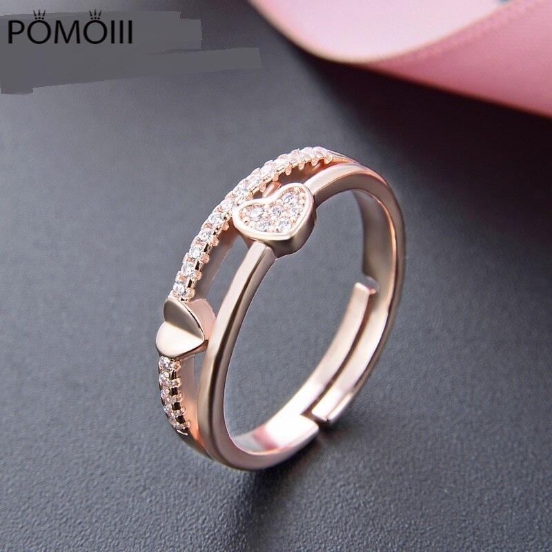 Wedding Sparkling Diamond Ring 925 Sterling Silver Engagement Rings For Women Fine Jewelry Adjustable Ring Gift Wholesale