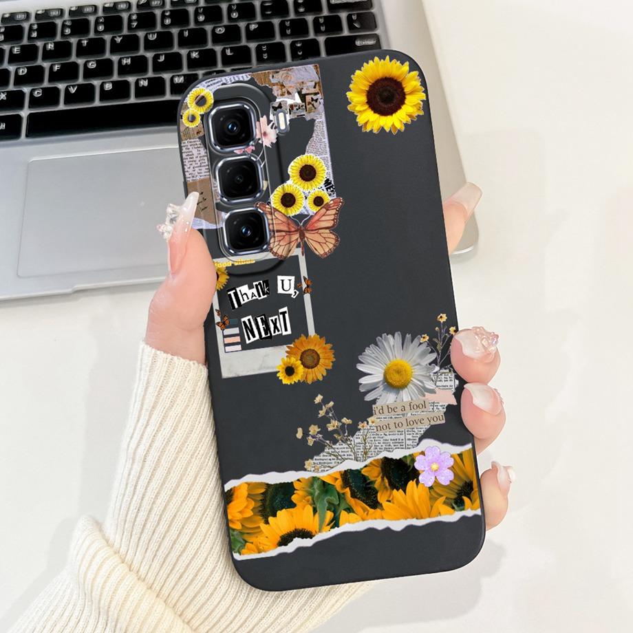 Для Infinix Hot 50 Pro+ Hot50 Pro Hot 50 Pro Plus 4G Чехол для телефона Мягкая силиконовая задняя крышка Любовь Сердце Девчачий Цветочный Рисунок Fundas