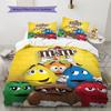 Постельное белье с узором M&M's, Комплект с одеялом, Пододеяльник, Наволочка, Домашний подарок на день рождения (1 пододеяльник + 2 наволочки, без наполнителя)