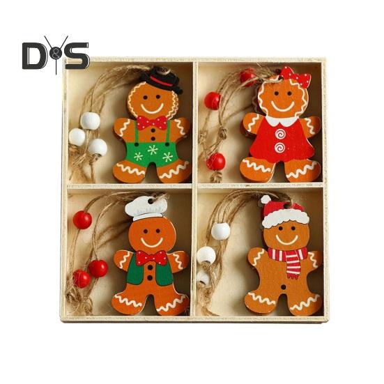 12 шт. рождественские подвесные украшения деревянные пряничные человечки гномы подвеска для рождественской елки украшения для дома кухни праздничные принадлежности для вечеринок