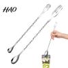 Ice Breaking Cocktail Stirrer Stainless Steel Bar Spoon, Dual Head Swizzle with Easy Clean Barware for Home Threaded Stem, Professional Long