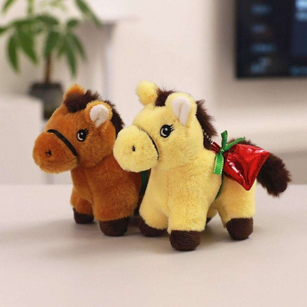 Винтажный брелок-пони в китайском стиле, mascot из полипропиленового хлопка, мультяшное животное, набитый, удобный, коллекционный, китайский конь, брелок