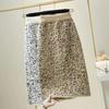 High Elasticity Women's Knitted Skirt Leopard Print Warm Up In Winter