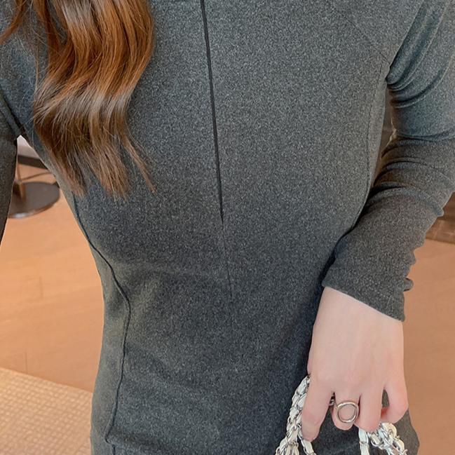 Футболка из микросетчатого материала с воротником-стойкой, базовый слой, женская, осенне-зимняя, утолщенная, с длинным рукавом, из высококачественного фетра