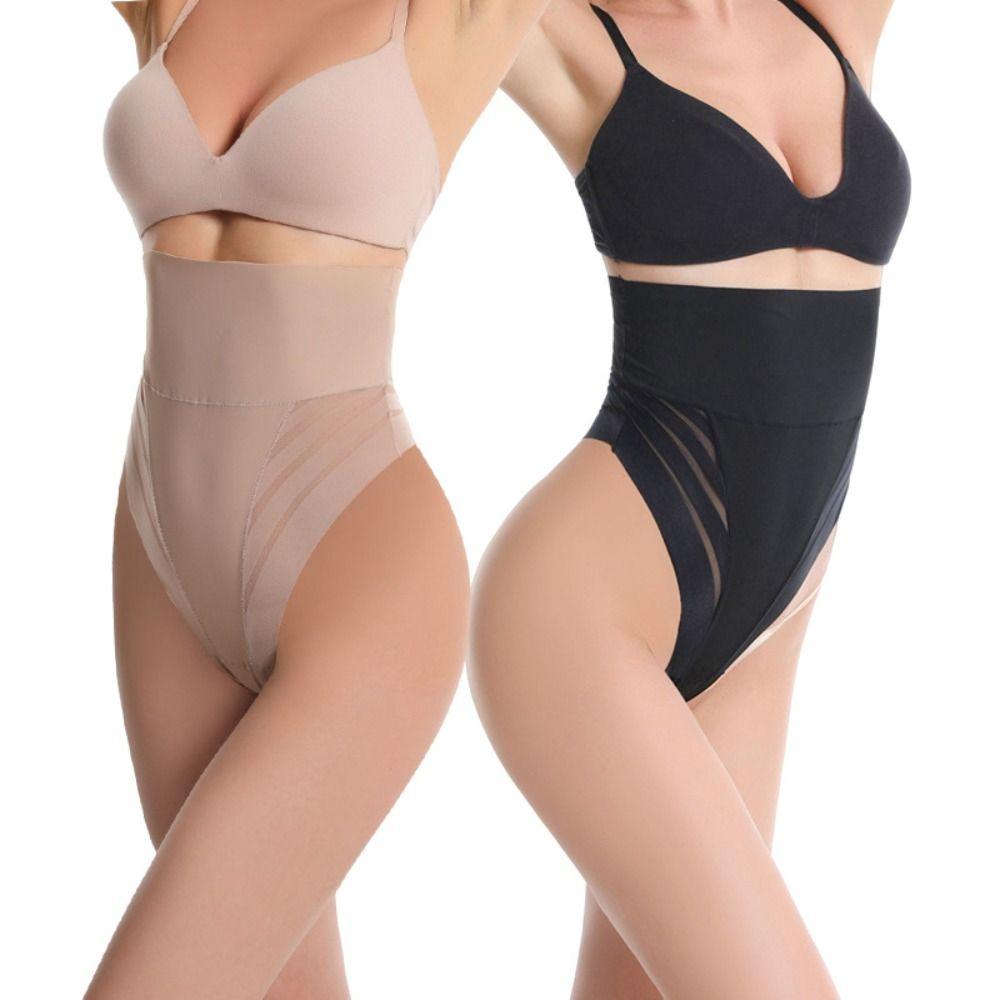 Трусики-стринги с высокой талией и вырезами из сетки, формирующее белье для контроля живота, тонкое бесшовное нижнее белье, послеродовое