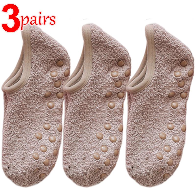 1/3 пары мягких носков из кораллового флиса, женские утолщенные плюшевые зимние теплые тапочки, короткие носки для сна, невидимые носки-лодочки