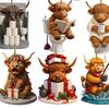Christmas Tree Wall Bag Decorations 2026 Highland Cow Advent Calendar, 2D Flat Acrylic Unique Ornament Series Ornaments, 24 Days Countdown Gift