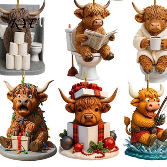 Christmas Tree Wall Bag Decorations 2026 Highland Cow Advent Calendar, 2D Flat Acrylic Unique Ornament Series Ornaments, 24 Days Countdown Gift