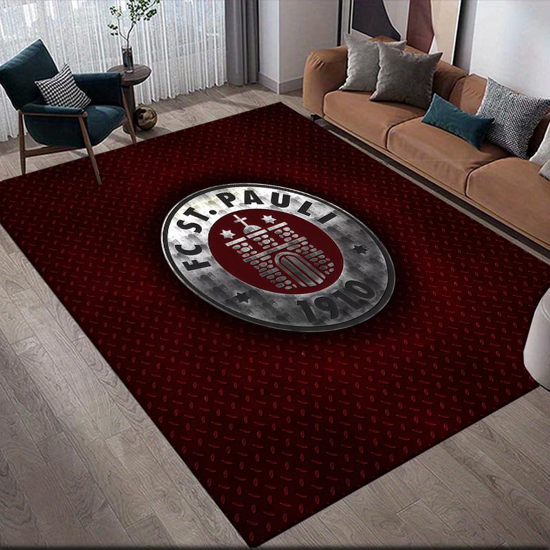 FC St. Pauli Flannel Pattern Square Carpet,Area Rug,Carpet Rug for Living Room Bedroom Sofa Playroom Decor,Non-slip Floor Mat