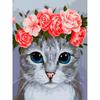 Алмазная картина Полная круглая кошка Мозаика с животными DIY Алмазная вышивка Цветок Вышивка крестом