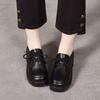 Британский стиль платформа шнуровка маленькие кожаные туфли женские осенние новые модные увеличивающие рост одинарные туфли нескользящие и износостойкие универсальные с низким верхом s