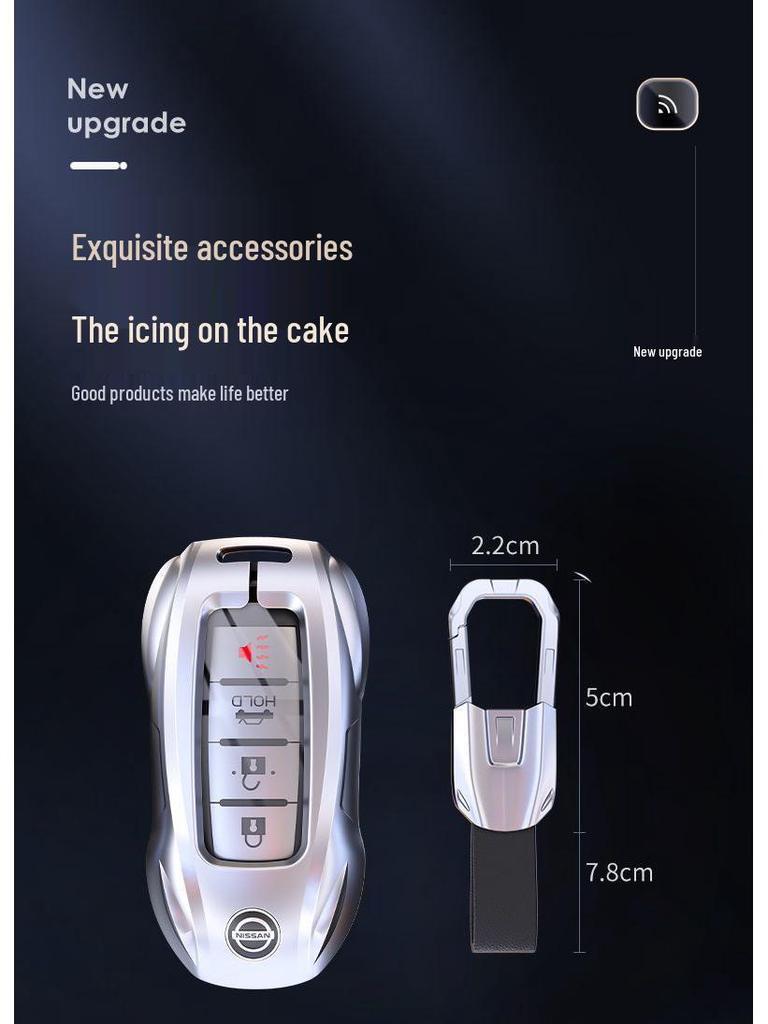 Чехол для ключа автомобиля Nissan Sylphy 14-го поколения для Qashqai, Teana, X-Trail, Tiida, Murano, Terra - Модель N7.