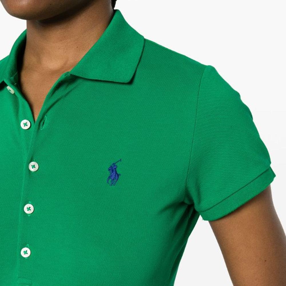 Polo Ralph Lauren однобортная рубашка-поло с коротким рукавом, однотонная, облегающая, повседневная, женские топы, цвет «травянисто-зеленый» 211870245-026