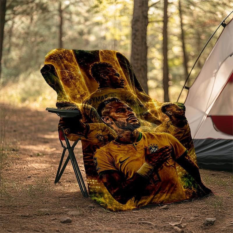 1pc Neymar5 Theme Blanket - Digital Print, Polyester, Cozy for All Seasons, Perfect for Outdoor, and Travel