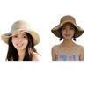 Beach Hat Hollow Design Large Eaves UV Blocking Colorful Flower Decoration Sun Protection